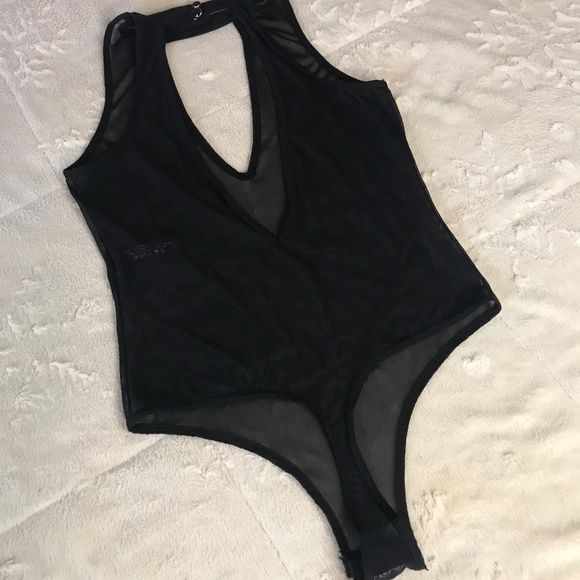 Pink Lipstick Sheer V-Neck Bodysuit - Picture 3 of 5